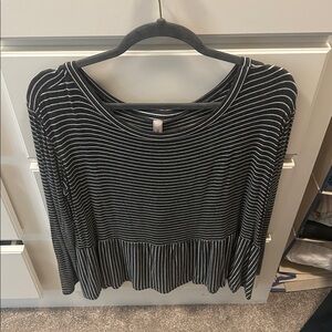 Peppermint Black and White Striped Top